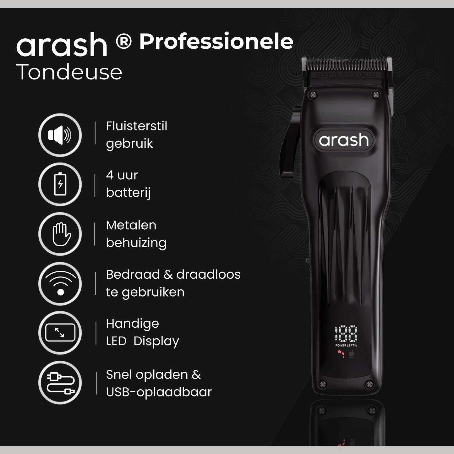 arash® Professionele Draadloze Tondeuse